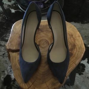 J Crew pointy black suede half d’Orsay stiletto heels 10 Italy